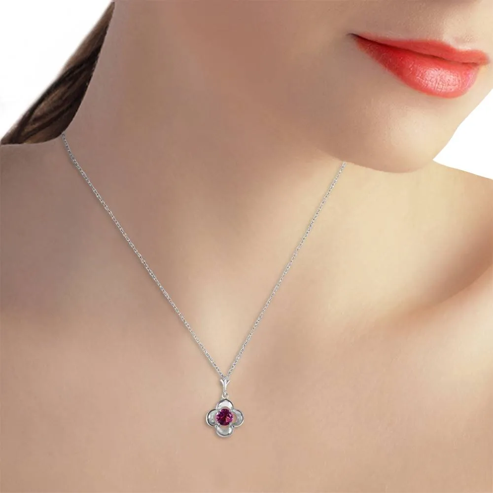 0.55 Carat 14K Solid White Gold Fireflies Amethyst Necklace
