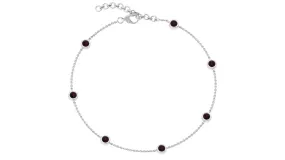 1 CT Bezel Set Garnet Seven Stone Station Chain Bracelet