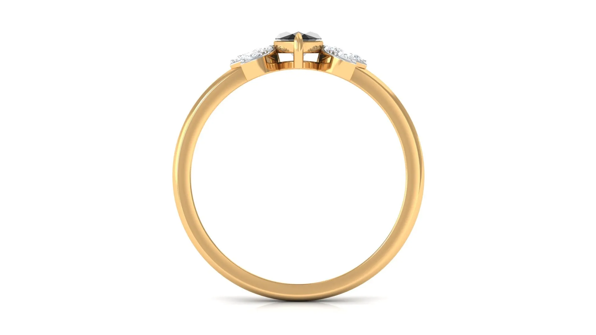 1 CT Claw Set Marquise Black Spinel and Diamond Promise Ring