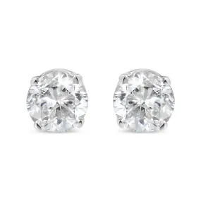 10K White Gold 0.10 Cttw Round Brilliant-Cut Near Colorless Near Colorless Diamond Classic 4-Prong Stud Earrings (I-J Color, I1-I2 Clarity)