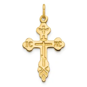 10K Yellow Gold Russian Eastern Orthodox Cross Crucifix Pendant Charm, 30x17mm