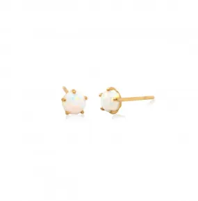 10ky Gold Five White Opal Stud Earrings