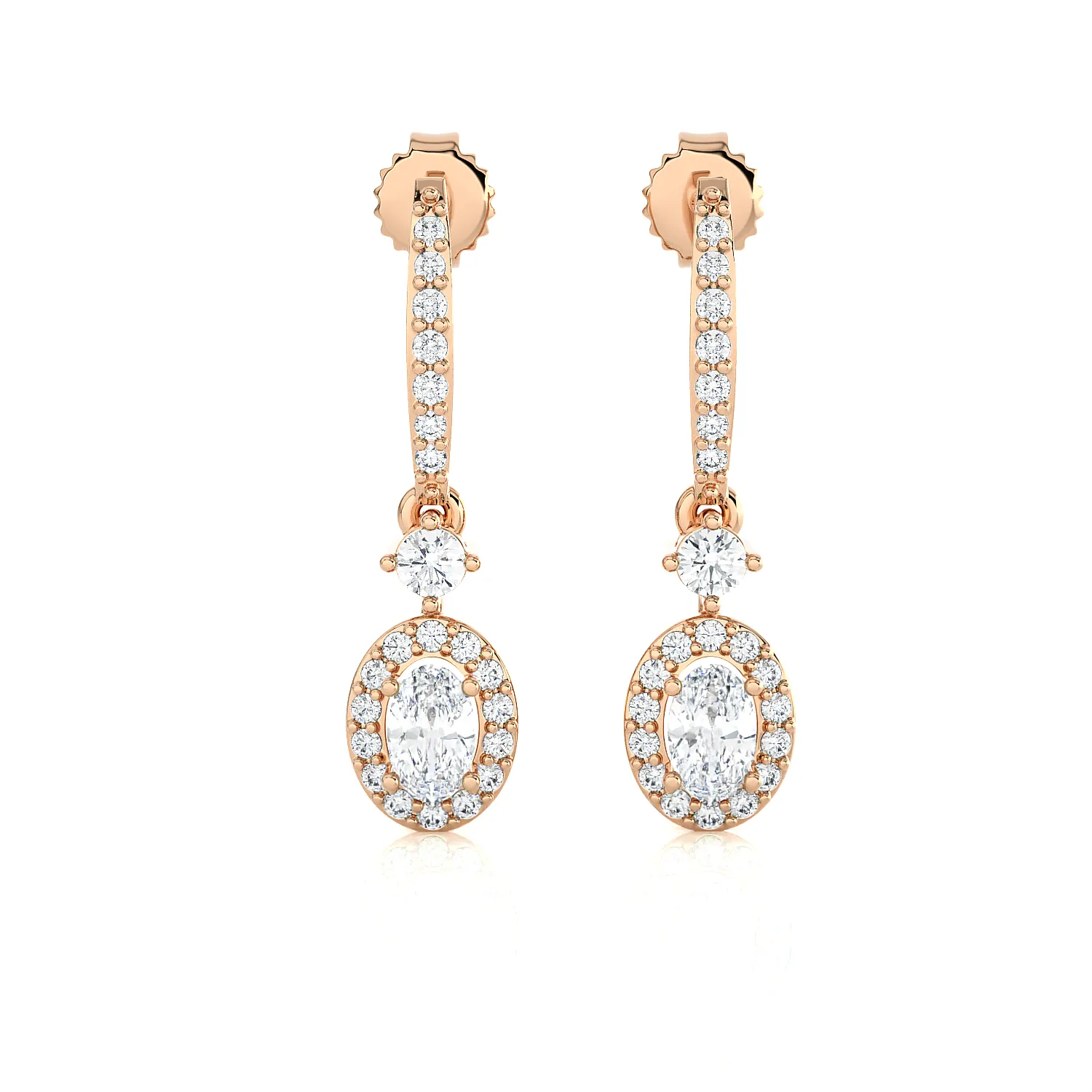 1/2 ctw Oval Lab Grown Diamond Drop Earrings