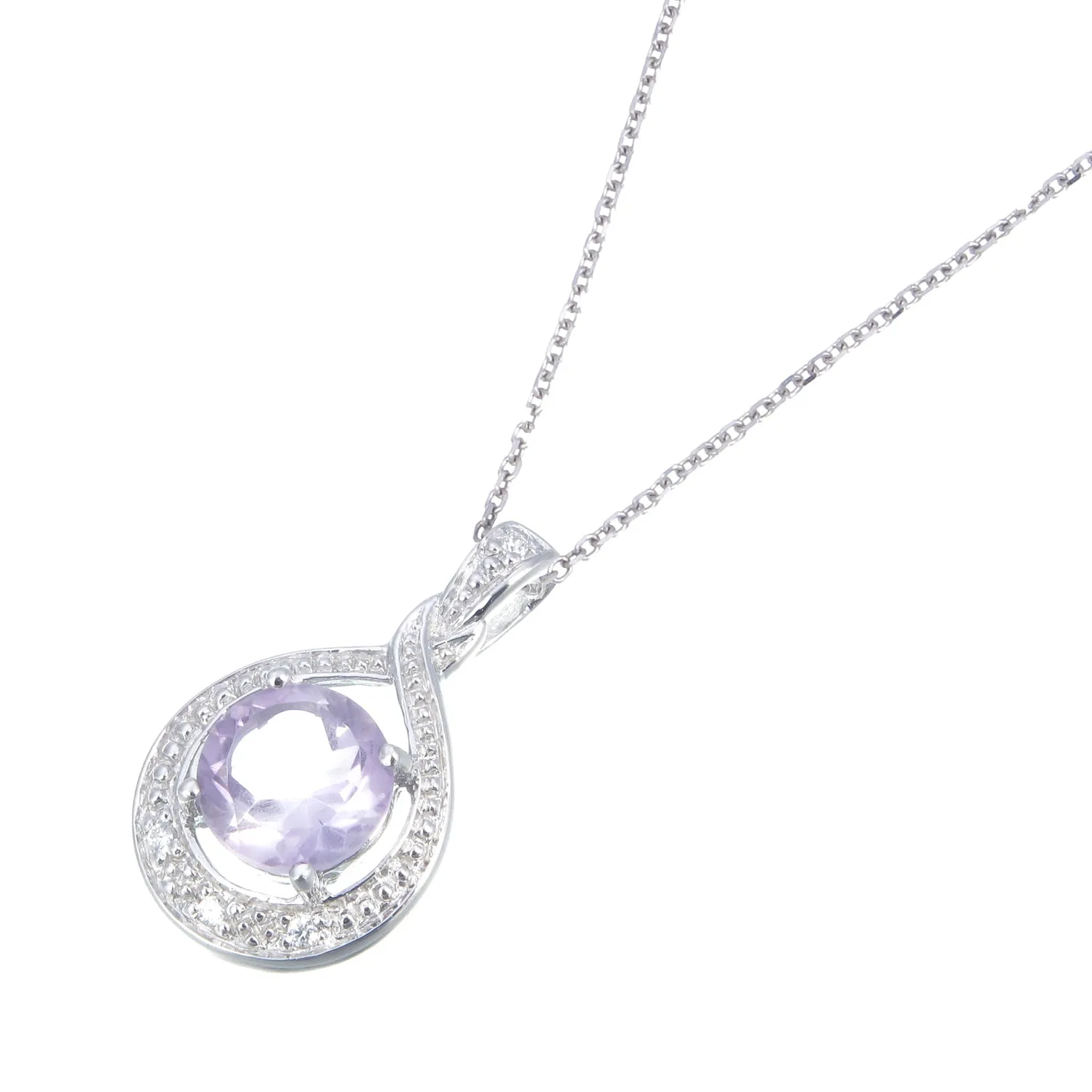 1.25 cttw Purple Amethyst Pendant Necklace .925 Sterling Silver 7 MM Round