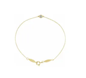 14K Gold 0.08 CT Natural Diamond 7" Bracelet