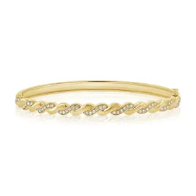 14k Gold 0.43Ct Diamond Bangle Bracelet with 52 Diamonds, available in White, Rose and Yellow Gold