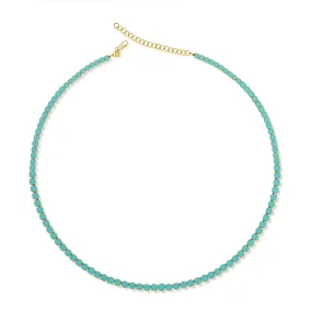 14k Gold & Turquoise Tennis Necklace - 35.88ct