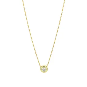 14K Gold Bezel-Set Diamond Pendant Necklace