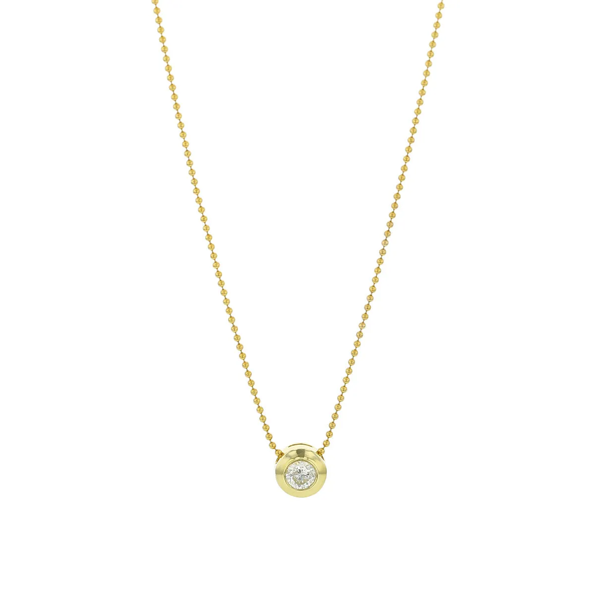 14K Gold Bezel-Set Diamond Pendant Necklace