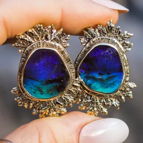 14k Gold Boulder Opal Earrings