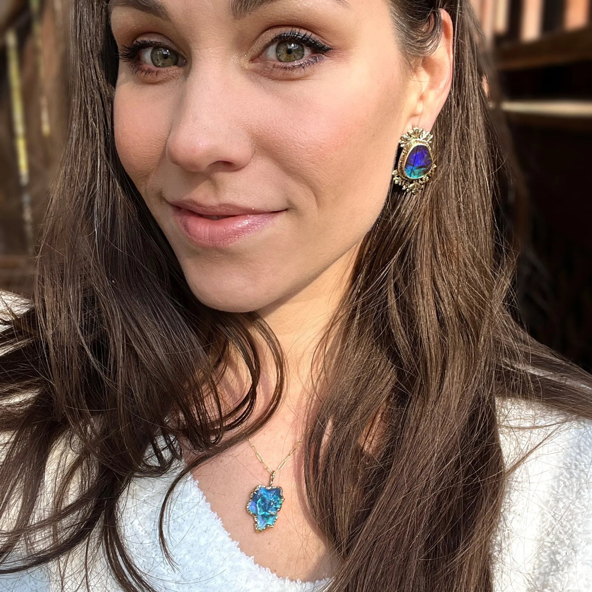 14k Gold Boulder Opal Earrings