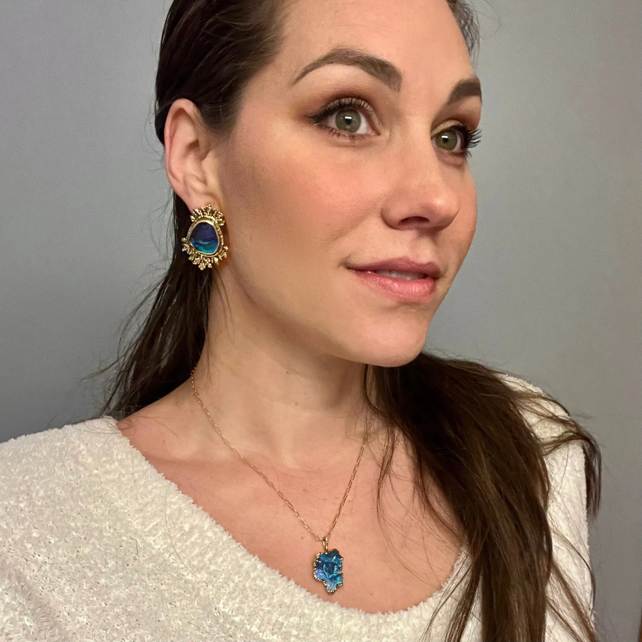 14k Gold Boulder Opal Earrings