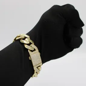 14K Hollow Ittallo Bracelet Cz Lock  \\ 19 mm \\