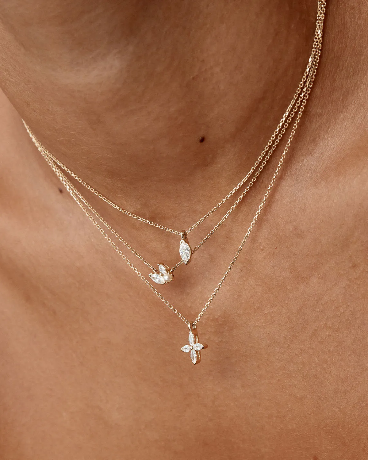 14k Solid Gold Blossom Lab-Grown Diamond Necklace