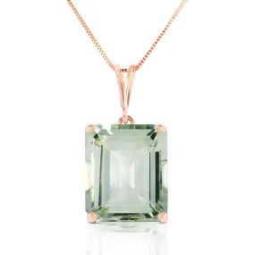 14K Solid Rose Gold Necklace w/ Octagon Green Amethyst