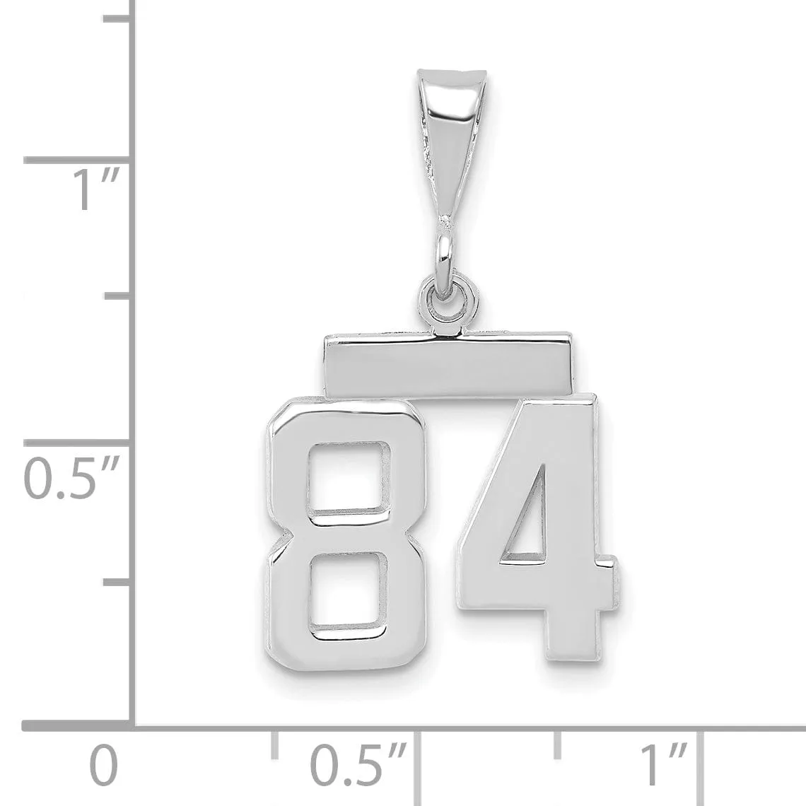 14k White Gold Polished Finish Small Size Number 84 Charm Pendant
