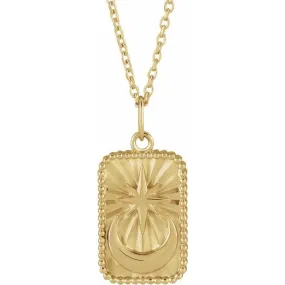 14K Yellow Gold Crescent 16-18" Necklace