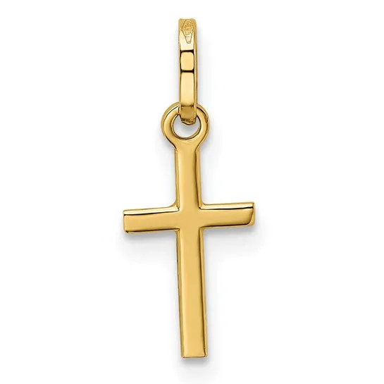 14k Yellow Gold Cross Charm Pendant