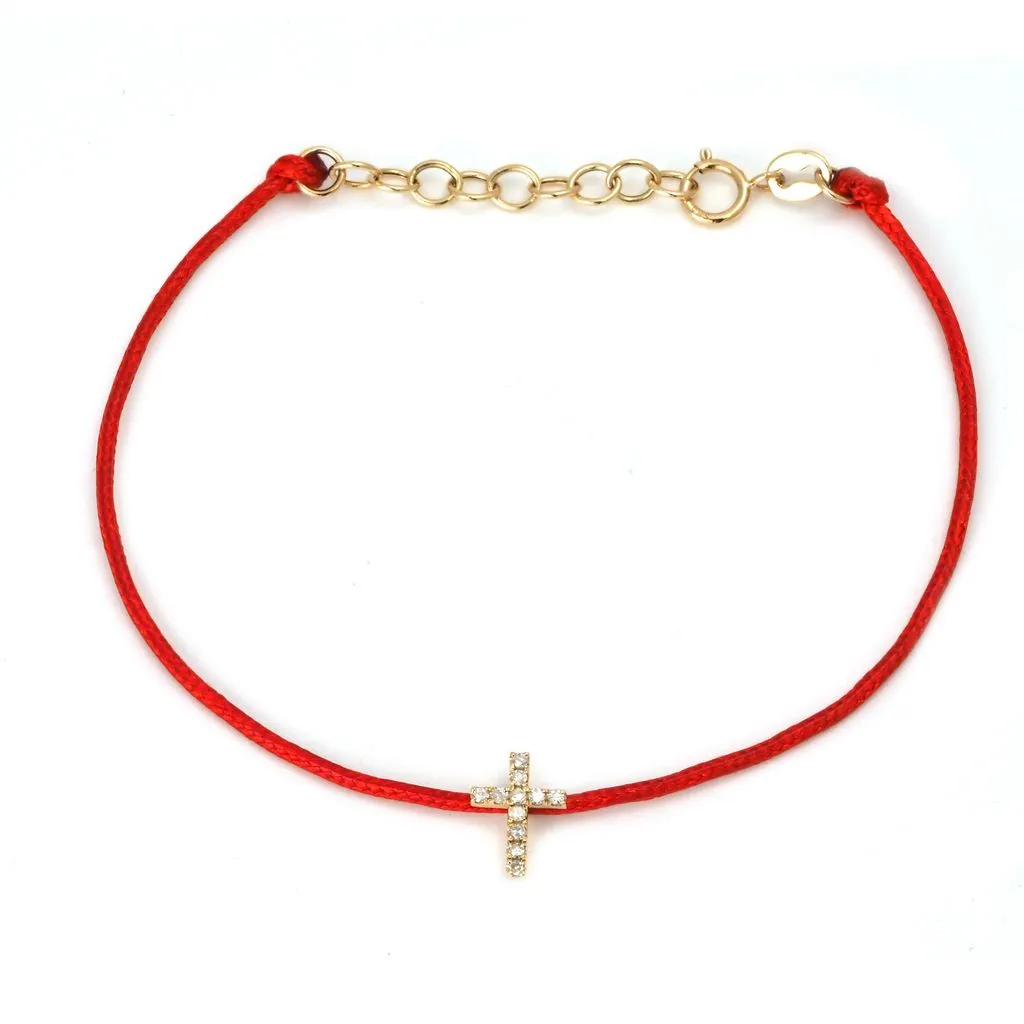 14k Yellow Gold Cross Cord Bracelet