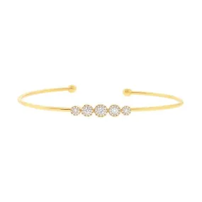 14K Yellow Gold Diamond Graduating (5) Cluster Cuff Bangle