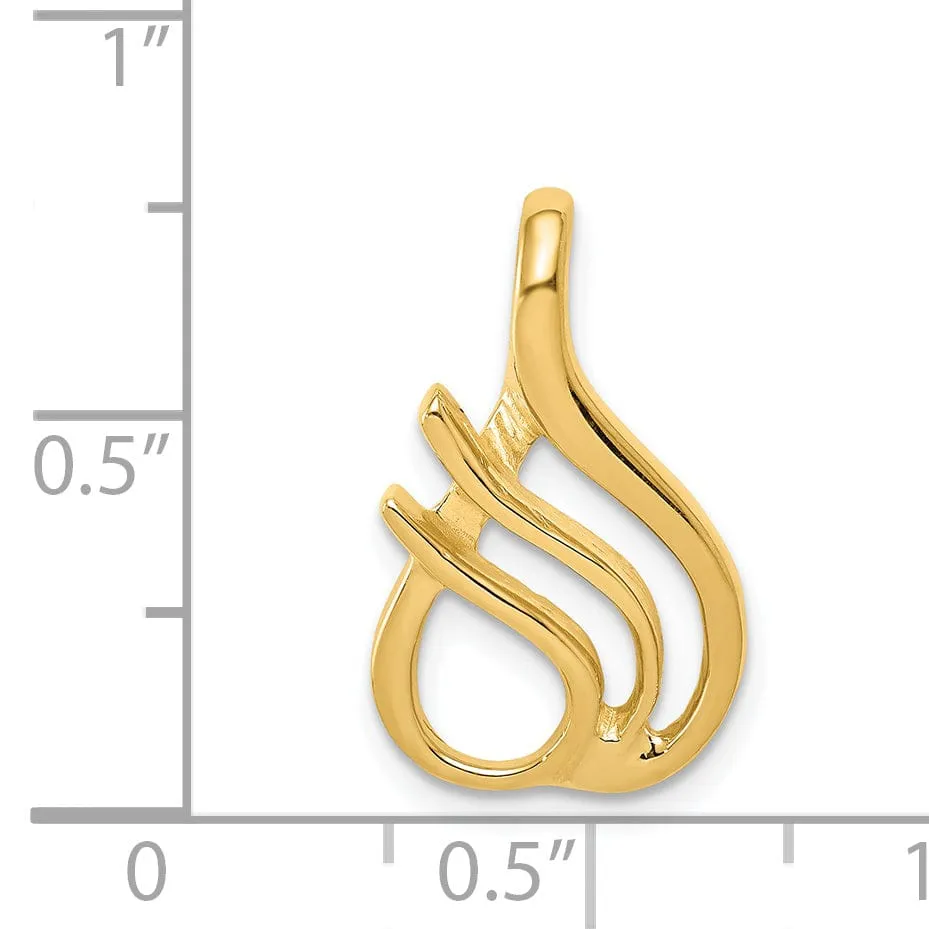 14k Yellow Gold Double Swirl Design Fancy Slide Pendant