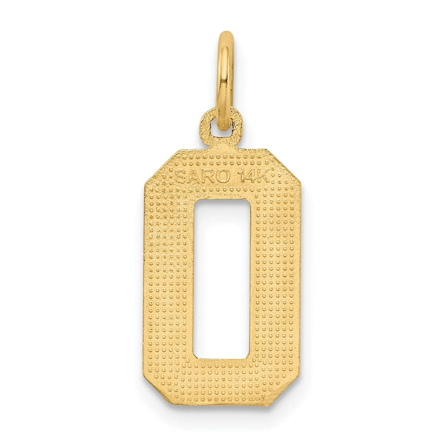 14K Yellow Gold Polished Diamond Cut Finish Medium Size Number 0 Charm Pendant