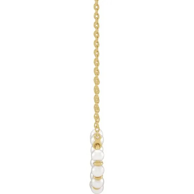 14K Yellow or White Gold Cultured White Freshwater Pearl Circle 18" Necklace