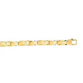 14kt Gold 8.25 inches Yellow White Finish 7mm Shiny Fancy Fancy Bracelet with Lobster Clasp