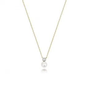 18ct Gold Diamond & Akoya Pearl Necklace NDQ206