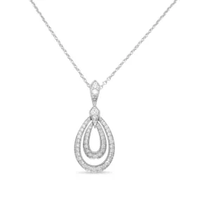 18ct White Gold Diamond Drop Pendant Necklace 16"
