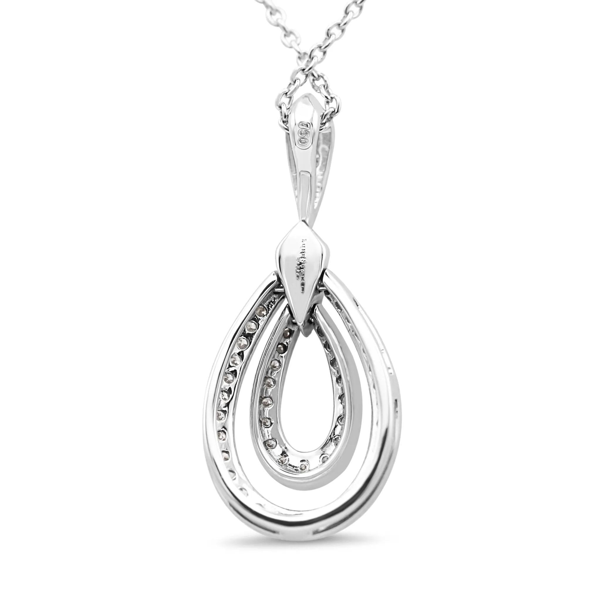 18ct White Gold Diamond Drop Pendant Necklace 16"