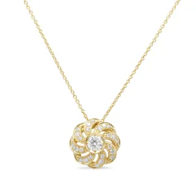 18ct Yellow Gold Swirl Pendant Necklace 17"