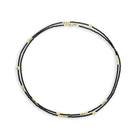 18K Gold Black Spinel Beaded Necklace