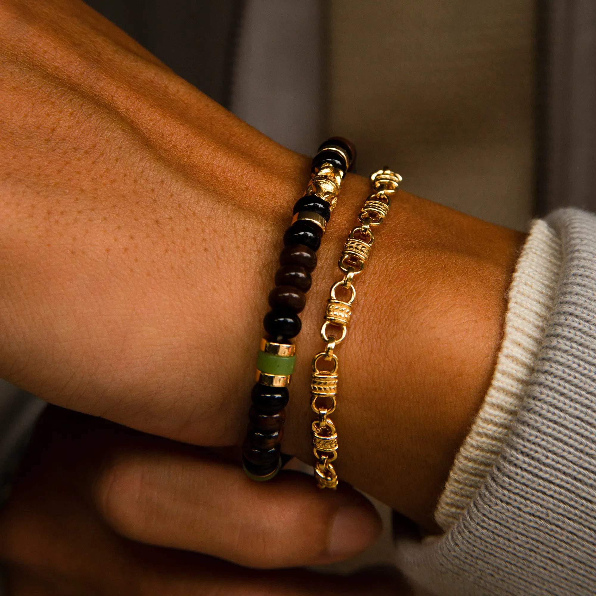 18k Gold Laurel Cuff Chain Bracelet