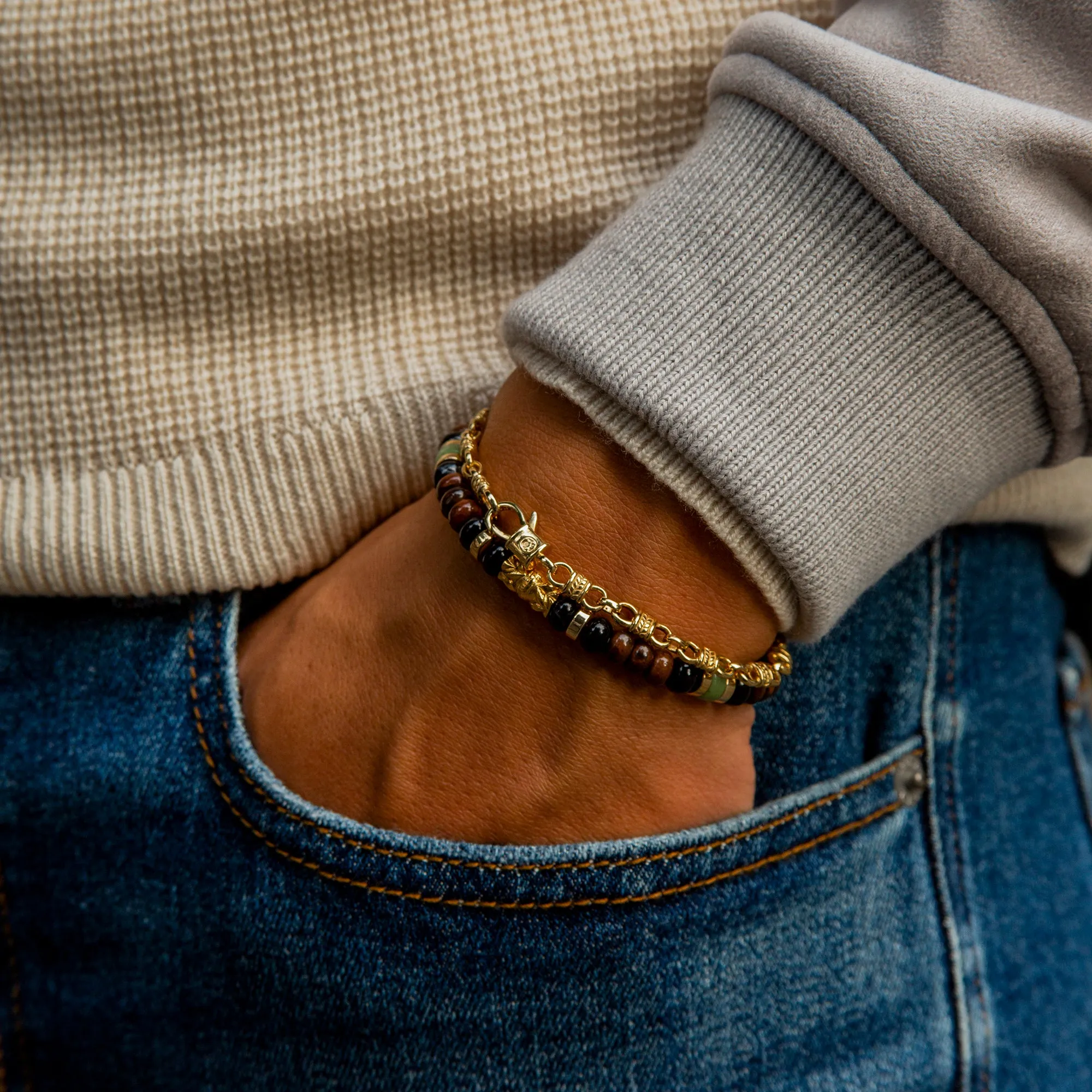 18k Gold Laurel Cuff Chain Bracelet
