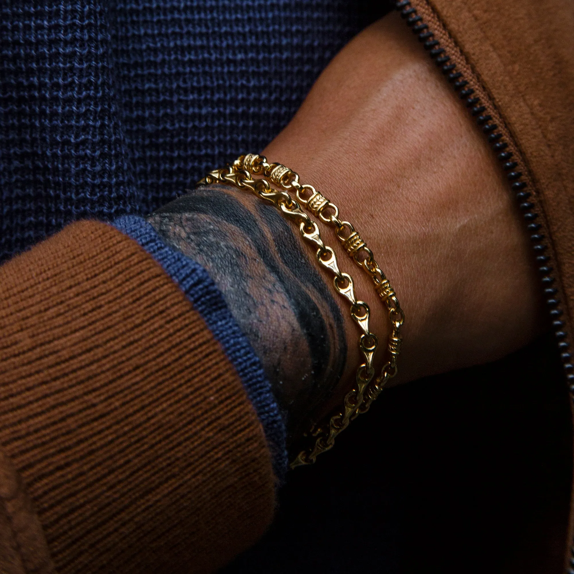 18k Gold Laurel Cuff Chain Bracelet