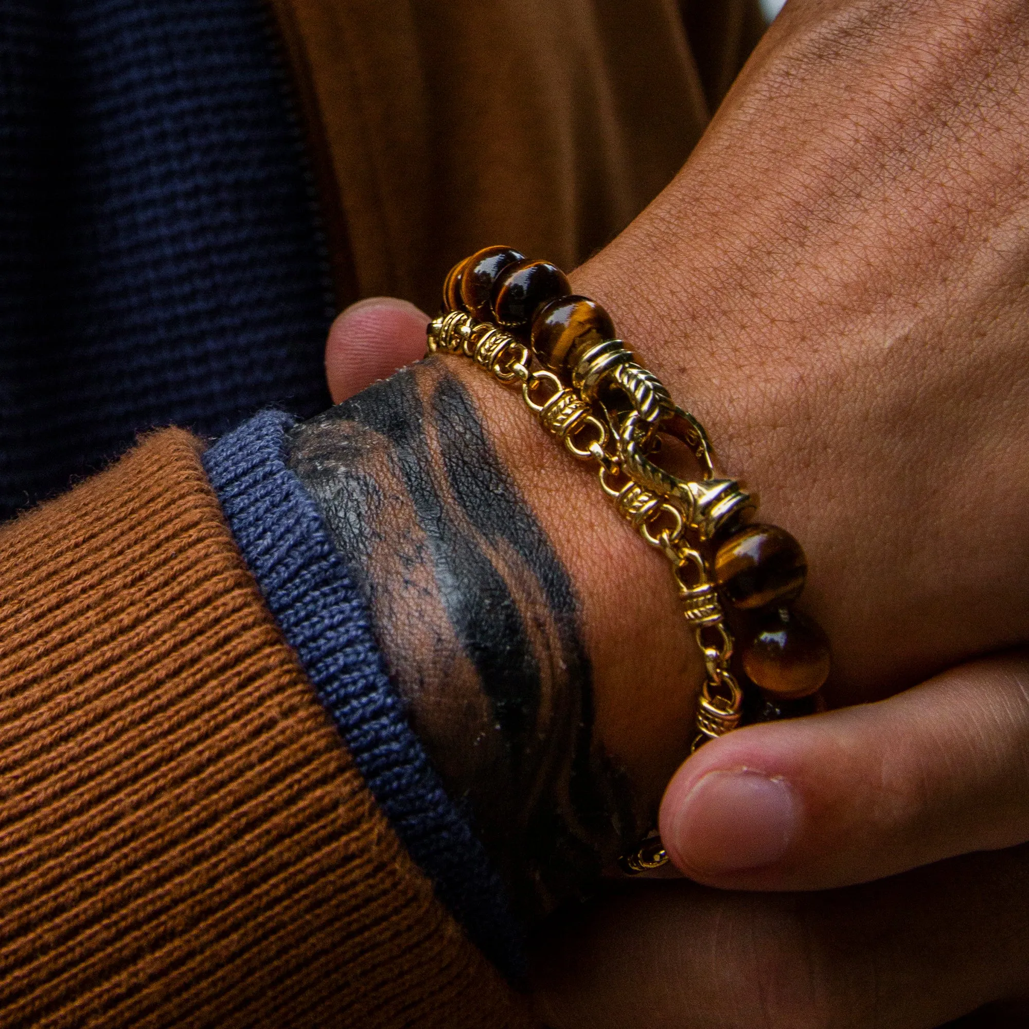 18k Gold Laurel Cuff Chain Bracelet