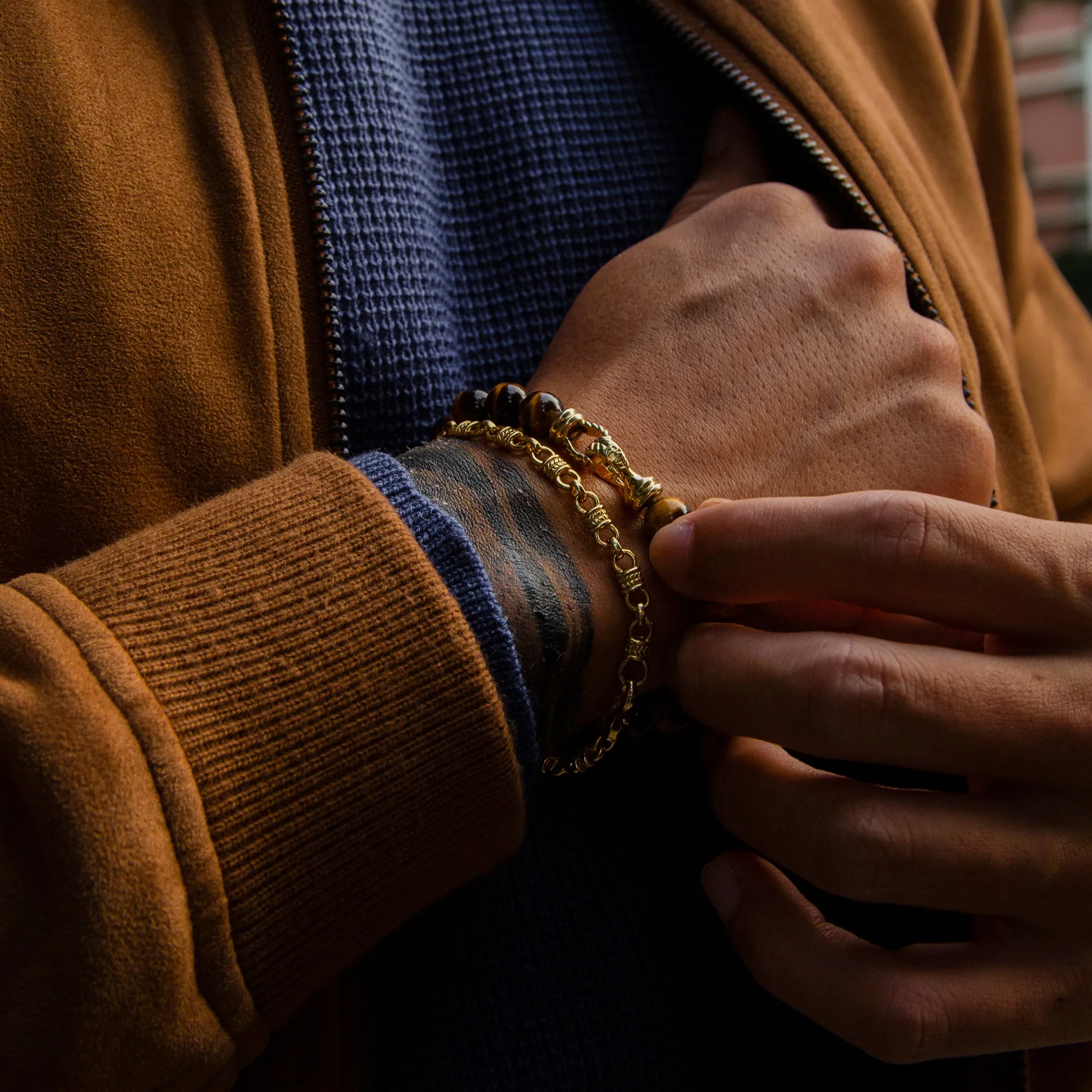 18k Gold Laurel Cuff Chain Bracelet
