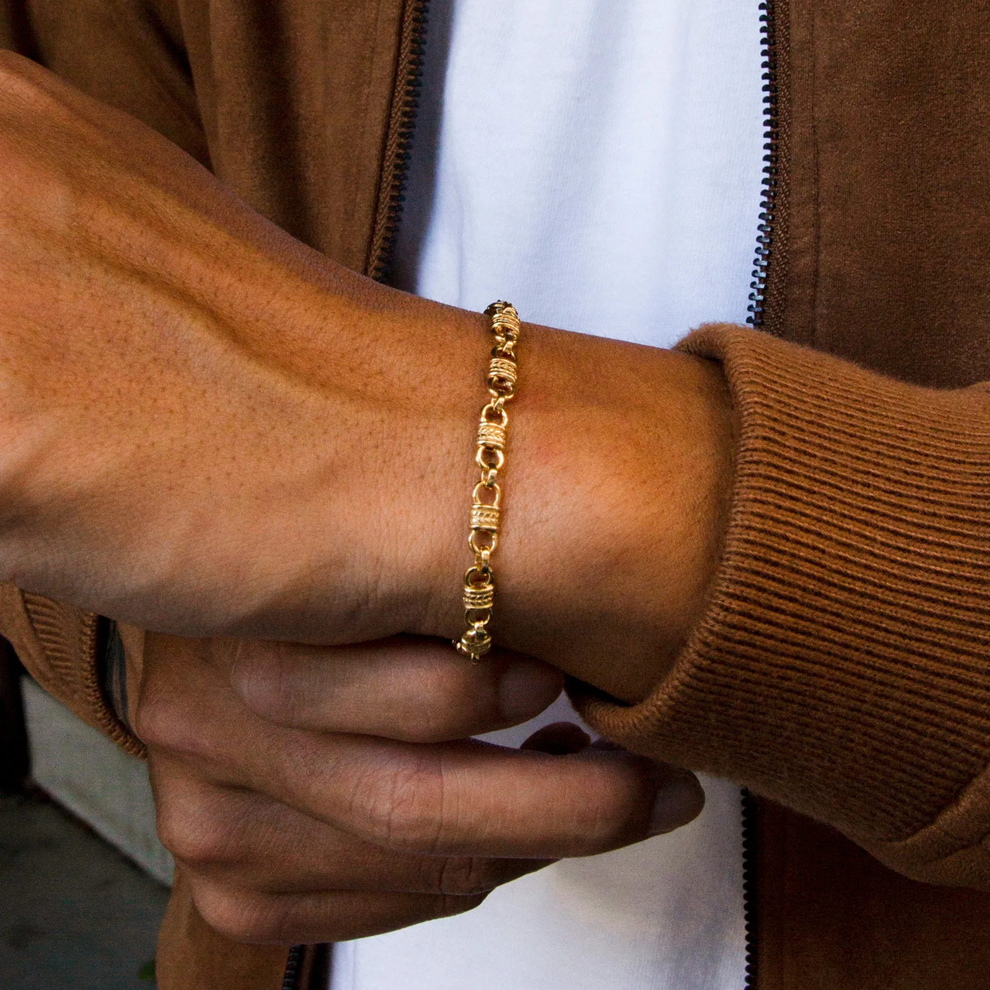 18k Gold Laurel Cuff Chain Bracelet