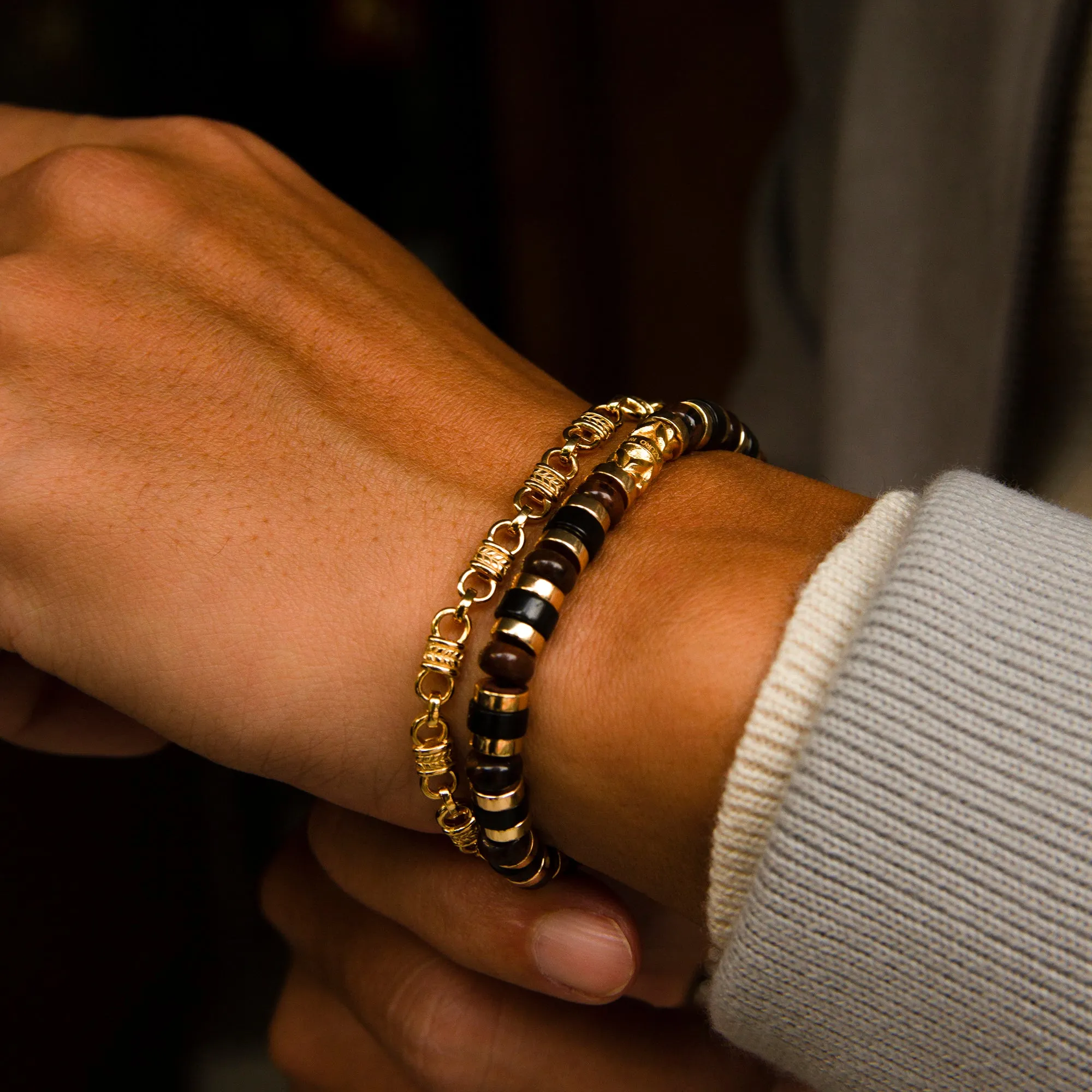 18k Gold Laurel Cuff Chain Bracelet