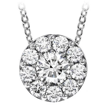 18K WHITE GOLD 11 FULL CUT DIAS=0.22-0.28CTS (IJ/VS-SI) FULFILLMENT HALO PENDANT ON 18" CABLE CHAIN