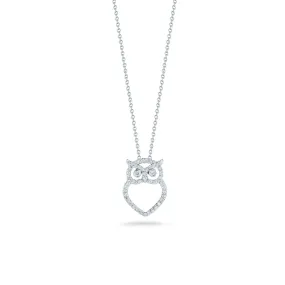 18K White Gold Diamond Owl Pendant