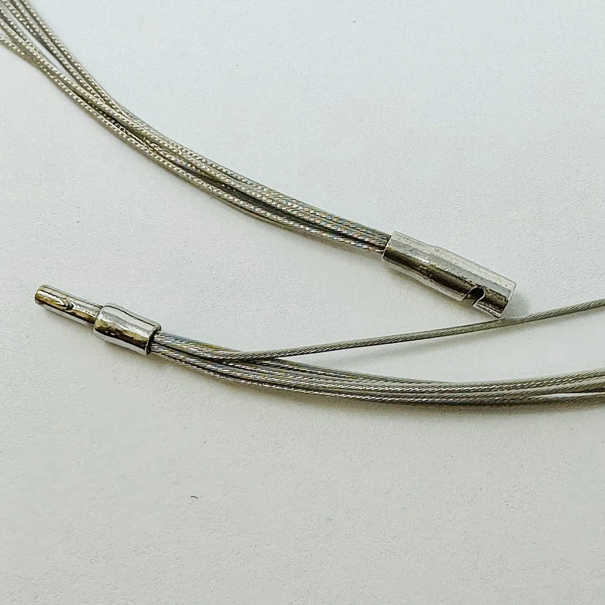 18K White Gold Multi Wire Choker with Brushed White Gold & Gold Slider