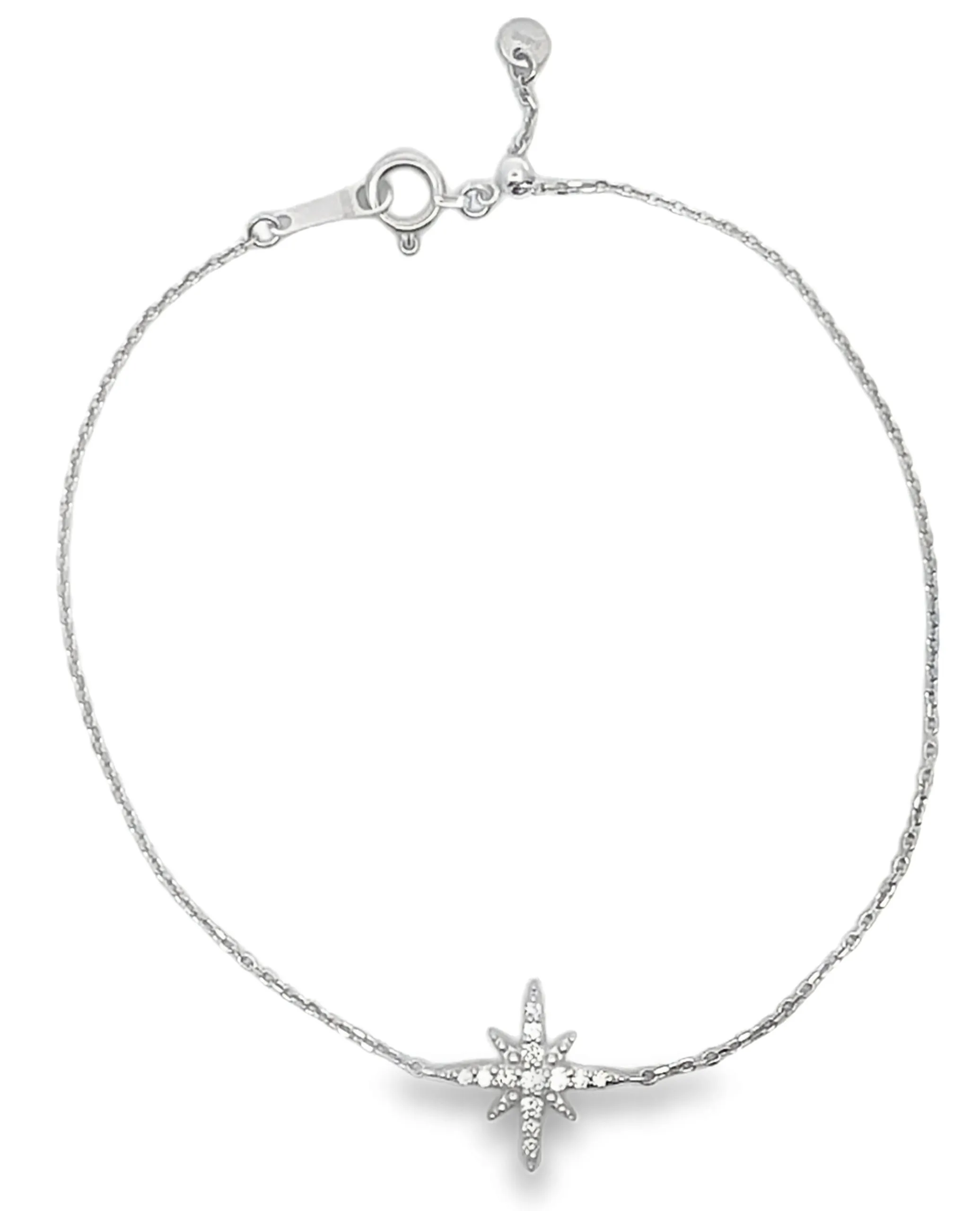 18K white gold star bracelet with round diamonds weighing 0....