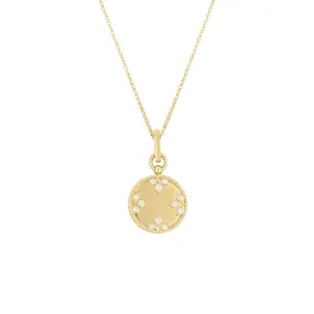 18K Yellow Gold Medallion Charms Small Diamond Necklace