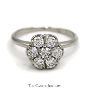 1cttw 7 Round Diamond Cluster Ring in 14K White Gold