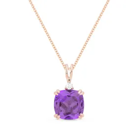 2.05ct Amethyst 16"Pendant Necklace in 14K Rose Gold