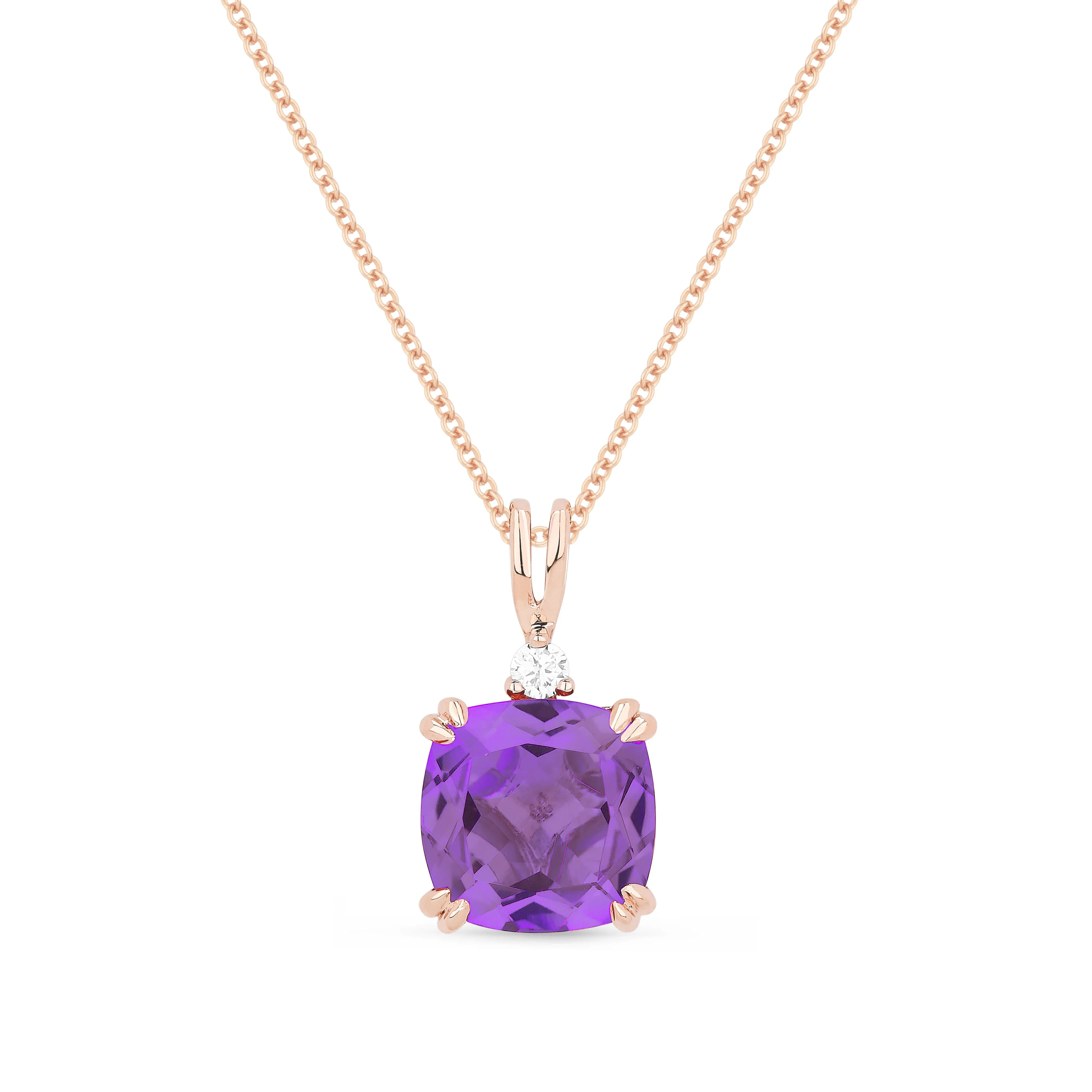 2.05ct Amethyst 16"Pendant Necklace in 14K Rose Gold