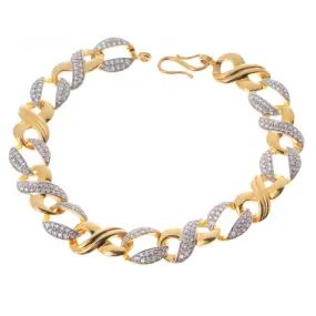 22ct Gold Curb Link Gents Bracelet with Cubic Zirconia Stones (39.96g) GBR9010