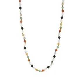 26-Inch Multicolor Agate and Gold Bead Necklace